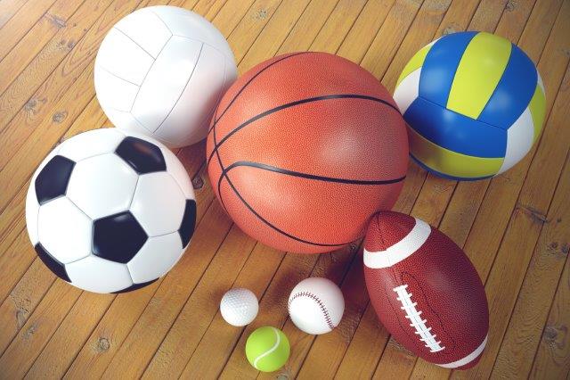 不同球類，包括足球、籃球等
